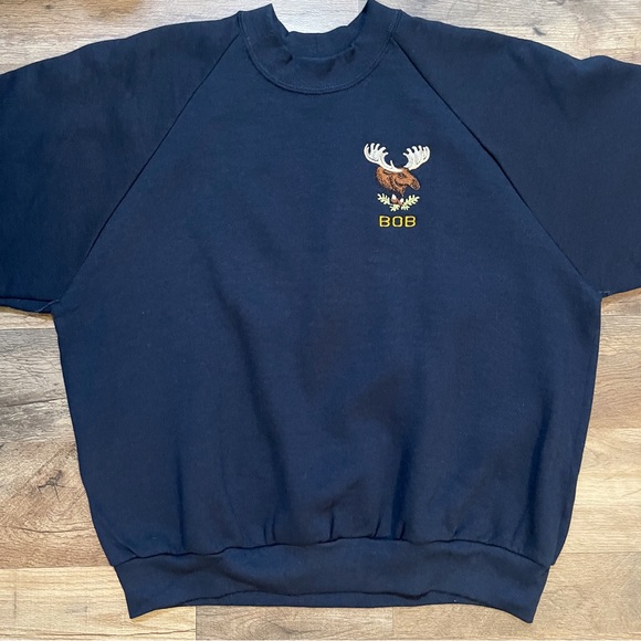 VTG 90sRaglan Sleeve Crewneck Sweatshirt ‘BOB’ & Elk Head Embroidery